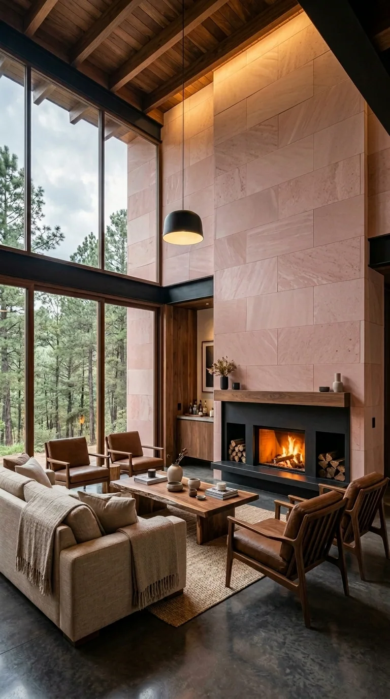 Imagen ilustrativa de sala residencial acogedora con chimenea